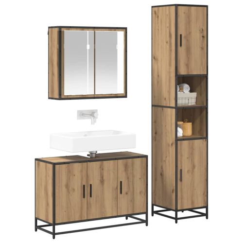 Комплект мебели за баня с чекмедже 3 pcs Дъб Инженерно дърво