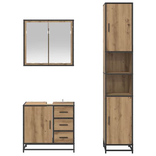 Комплект мебели за баня с чекмедже 3 pcs Дъб Инженерно дърво