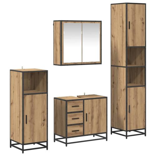 Комплект мебели за баня с чекмедже 4 pcs Дъб Инженерно дърво