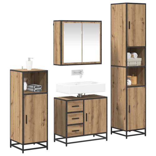 Комплект мебели за баня с чекмедже 4 pcs Дъб Инженерно дърво