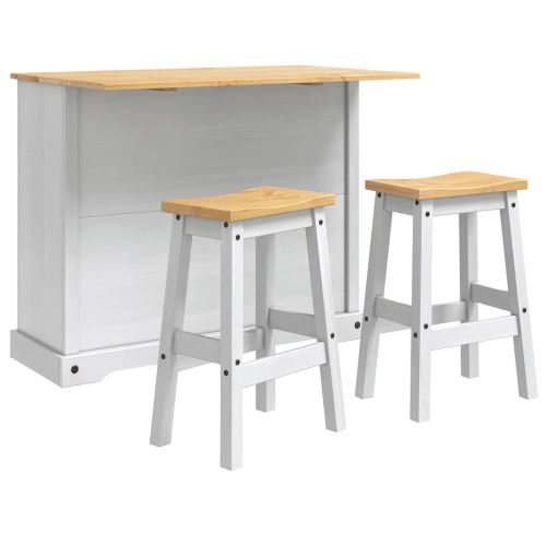 Комплект кухненски остров Corona 3 pcs Бяло и восък от мед