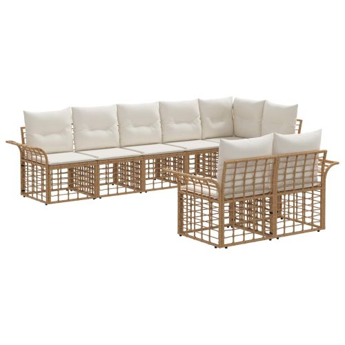 Комплект дивани за открито 8 pcs Естествено и кремаво бяло