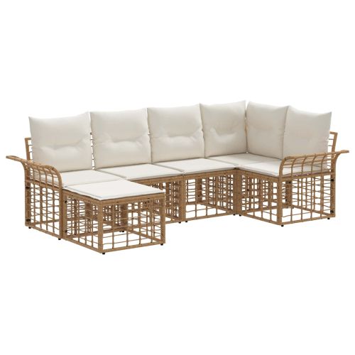 Комплект дивани за открито 6 pcs Естествено и кремаво бяло