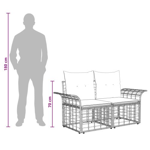 Комплект дивани за открито 6 pcs Черно и тъмно сиво Полиестер