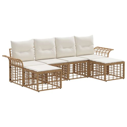 Комплект дивани за открито 6 pcs Естествено и кремаво бяло