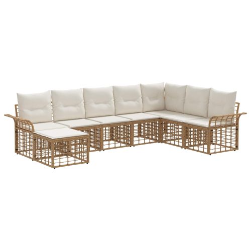 Комплект дивани за открито 8 pcs Естествено и кремаво бяло