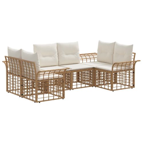 Комплект дивани за открито 6 pcs Естествено и кремаво бяло