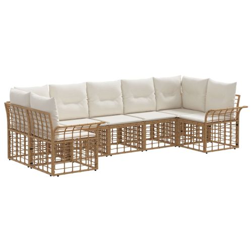 Комплект дивани за открито 7 pcs Естествено и кремаво бяло