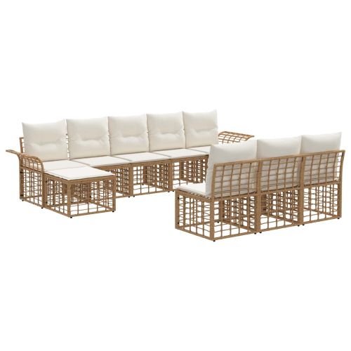 Комплект дивани за открито 9 pcs Естествено и кремаво бяло
