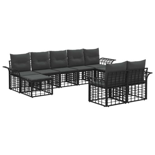 Комплект дивани за открито 9 pcs Черно и тъмно сиво Полиестер