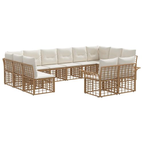 Комплект дивани за открито 12 pcs Естествено и кремаво бяло