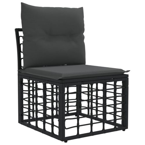 Комплект дивани за открито 13 pcs Черно и тъмно сиво Полиестер