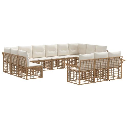 Комплект дивани за открито 13 pcs Естествено и кремаво бяло