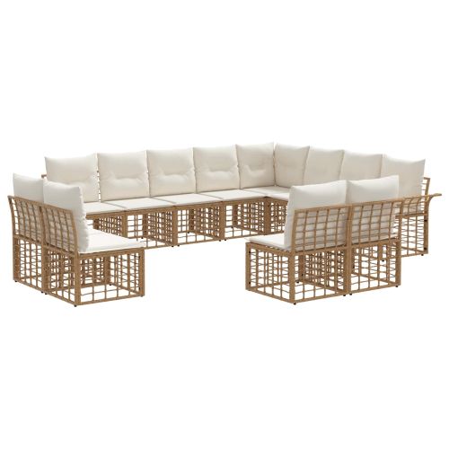 Комплект дивани за открито 12 pcs Естествено и кремаво бяло