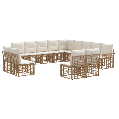 Комплект дивани за открито 13 pcs Естествено и кремаво бяло
