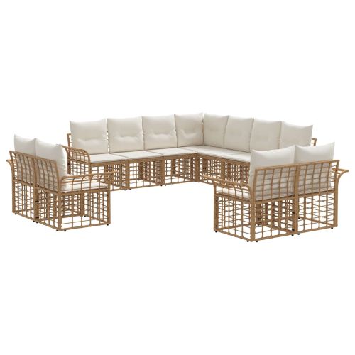Комплект дивани за открито 11 pcs Естествено и кремаво бяло