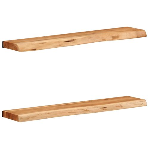 Стенни рафтове, 2 бр, 80x20x3,5 см, акациево дърво масив