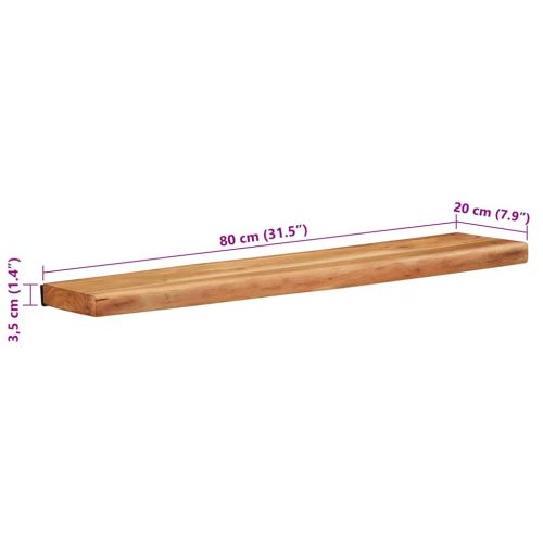 Стенни рафтове, 2 бр, 80x20x3,5 см, акациево дърво масив
