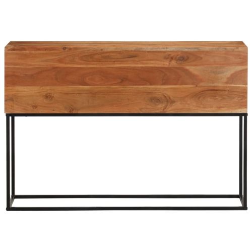 Конзолна маса, 110x30x75 cм, масивно дърво акация и желязо