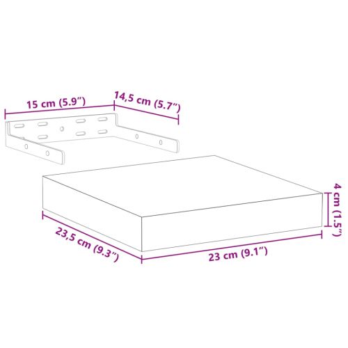 Рафтове за стена 2 бр 23x23,5x4 см инженерна дървесина