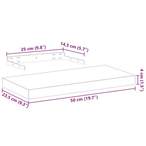 Рафтове за стена, 4 бр, 50x23,5x4 см, инженерна дървесина