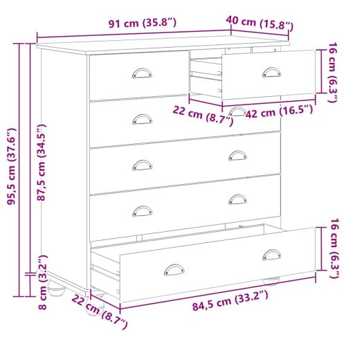 Шкаф с чекмеджета с чекмедже ASKIM Кафяво 91 x 40 x 95,5 см