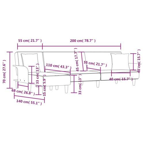Г-образно разтегателно канапе тъмносиво 279x140x70 см плат