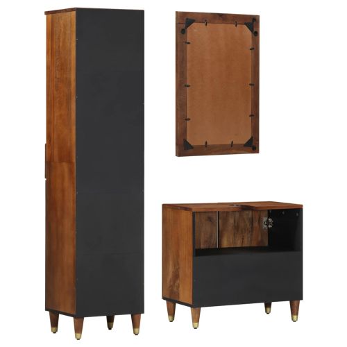 Комплект шкафове за баня с чекмедже с врата 3 pcs Меден кафяв