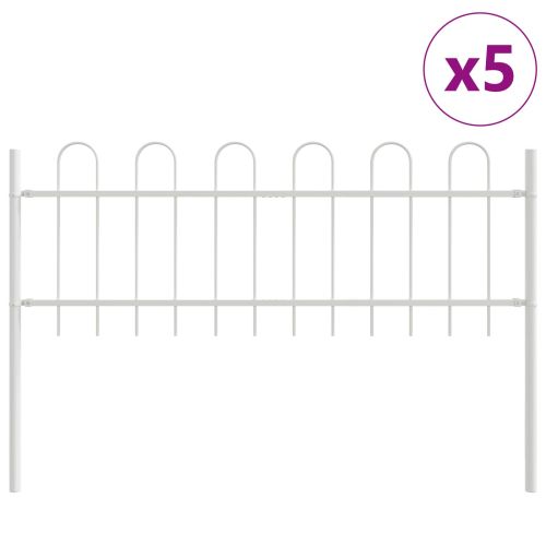 Градска ограда 5 pcs Бяло 8,5 x 0,6 м Прахово боядисана стомана