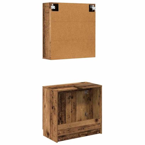 Комплект шкафове за баня с рафт Старо дърво Инженерно дърво