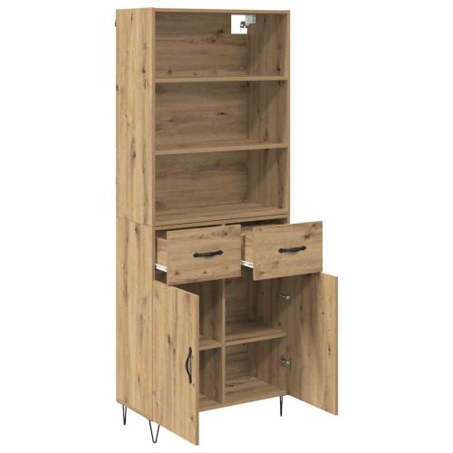 Висок шкаф с чекмедже 2 pcs Дъб Инженерно дърво