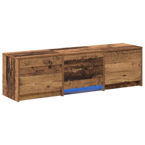 TV шкаф с LED с LED ленти Старо дърво 140 x 34 x 40 см