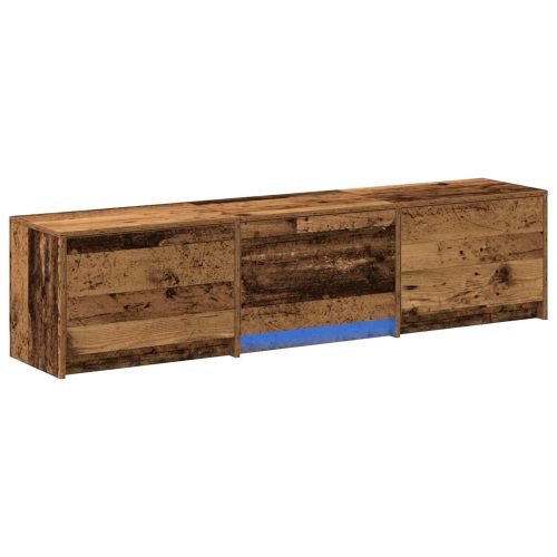 TV шкаф с LED с LED ленти Старо дърво 165 x 34 x 40 см
