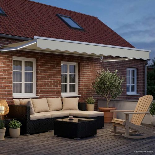 Ръчен изтеглящ сенник с LED светлини 2,5 x 2 m