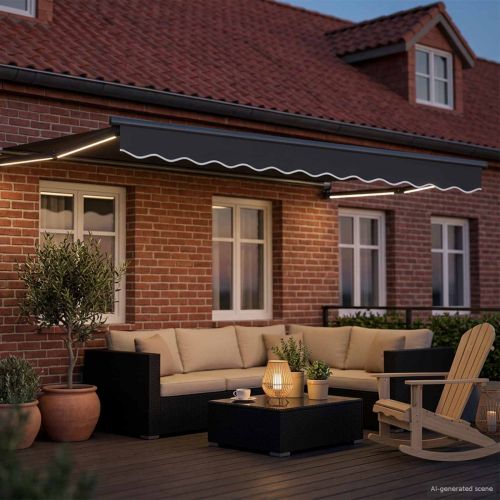 Ръчен изтеглящ сенник с LED светлини Антрацит 3 x 2 m