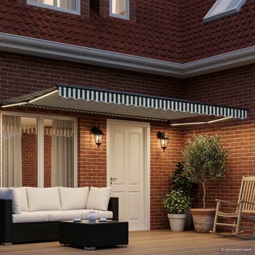 Ръчен изтеглящ сенник с LED светлини 4 x 2 m