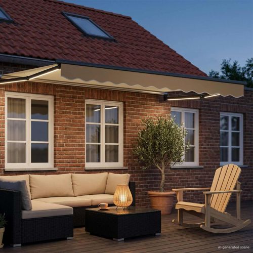 Ръчен изтеглящ сенник с LED светлини 3 x 2,5 m