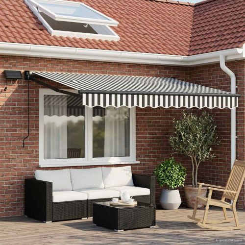 Ръчен изтеглящ сенник с LED светлини Антрацит и бяло 3 x 2,5 m