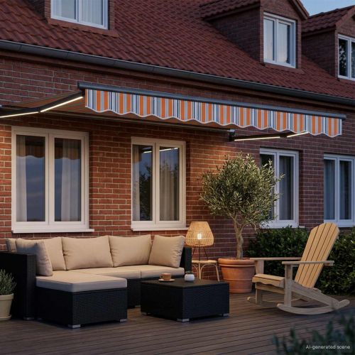 Ръчен изтеглящ сенник с LED светлини 3 x 2,5 m