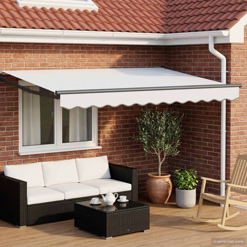 Ръчен изтеглящ сенник с LED светлини Бяло и антрацит 3 x 2,5 m