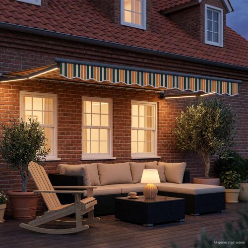 Ръчен изтеглящ сенник с LED светлини 3 x 2,5 m