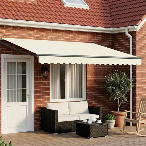 Ръчен изтеглящ сенник с LED светлини Кремав и антрацит 4 × 3 m