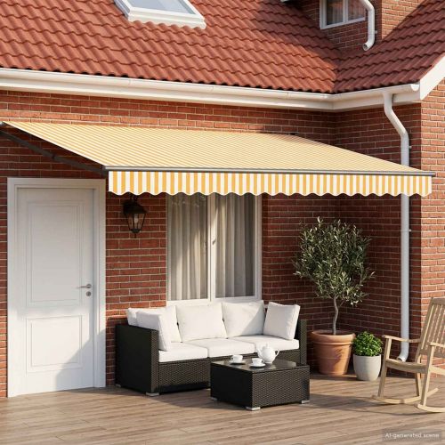 Ръчен изтеглящ сенник с LED светлини 4 × 3 m