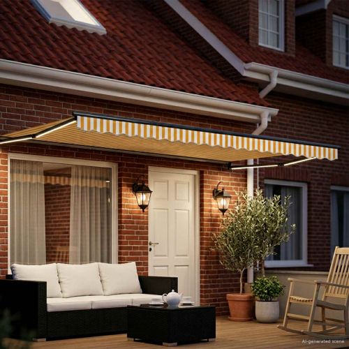 Ръчен изтеглящ сенник с LED светлини 4 × 3 m