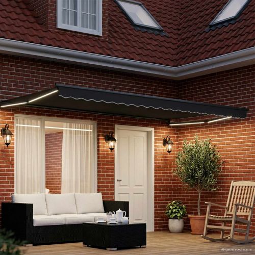 Ръчен изтеглящ сенник с LED светлини Антрацит 4 × 3 m