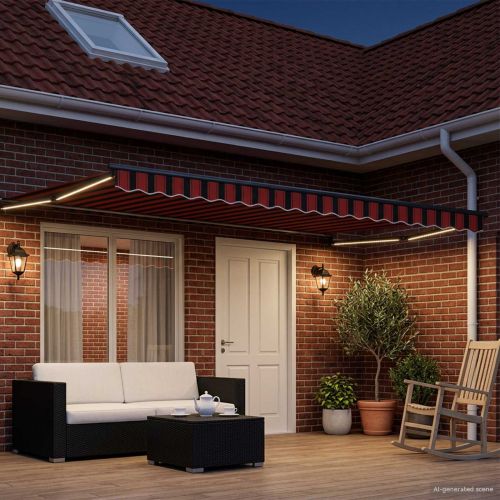 Ръчен изтеглящ сенник с LED светлини 4 × 3 m