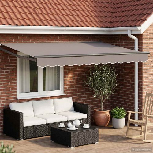 Електрически разтегателен навес Светлосиво 3 x 2,5 m