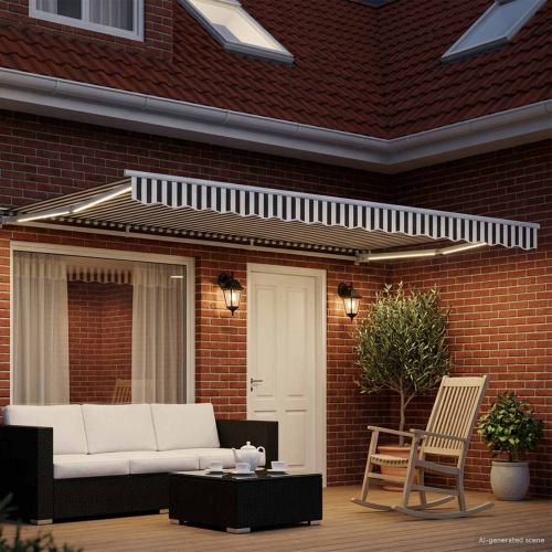 Ръчна рамка за сенник с LEDs Антрацит и бяло 4 x 2 m