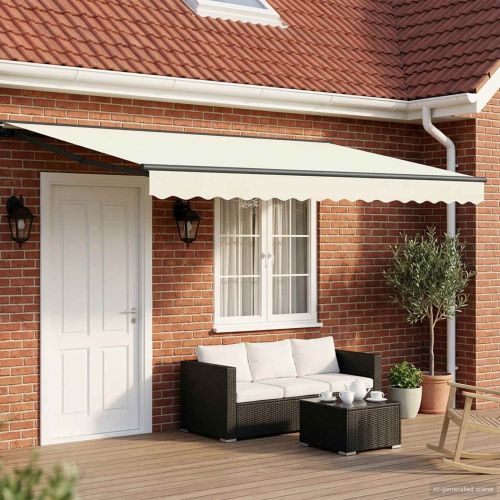 Електрически разтегателен навес Кремав и антрацит 4 × 3,5 m