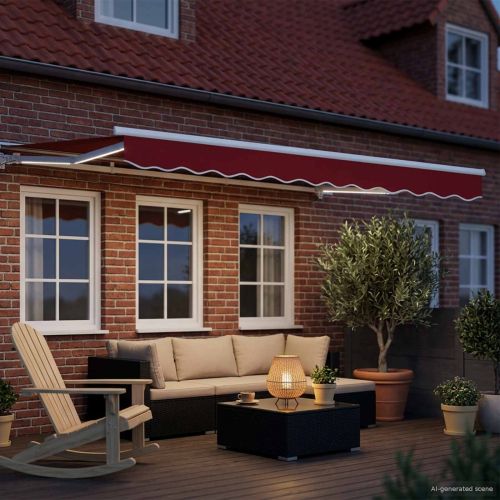 Електрически разтегателен навес Червено и бяло 3 x 2,5 m